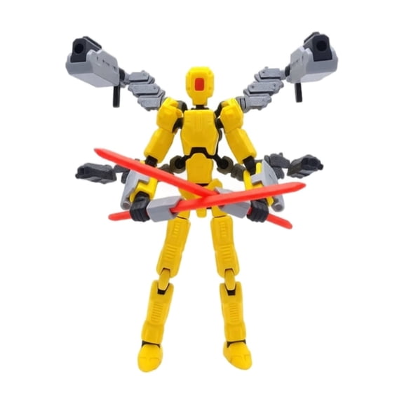 Articulated 3D Printed Action Figure Model with Multiple Accessories for Custom Display and Collection Use, Golden Dawn