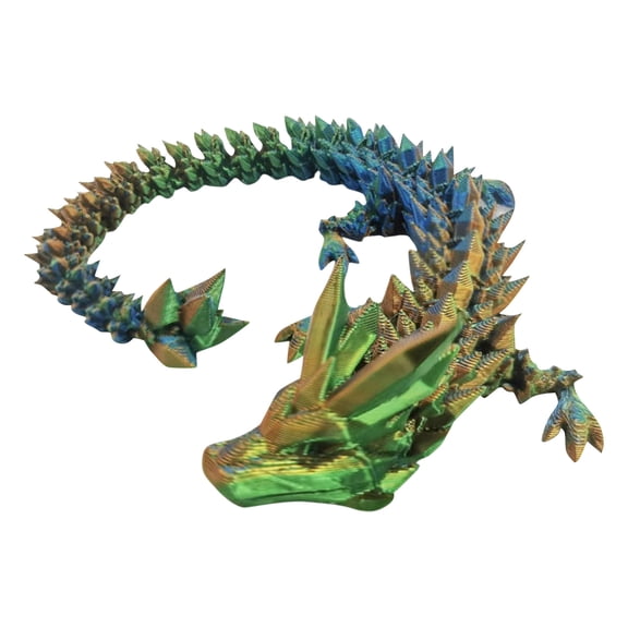Articulated 3D Printed Dragon Figurine Flexible Crystal Dragon Model for Desk Display and Home Decor Dark Green