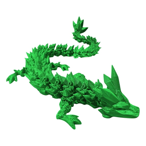 Articulated 3D Printed Dragon Figurine Flexible Crystal Dragon Model for Desk Display and Home Decor Green