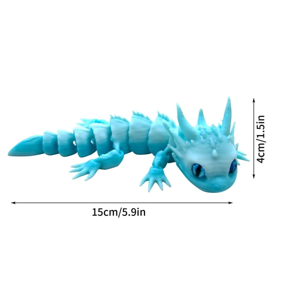 Articulated 3D Printed Dragon Figurine with Lifelike Eyes Laser Gold Red Sensory Desk Ornament for Stress Relief and Decorative Display for Collectors