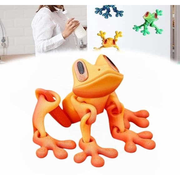 Articulated 3D Printed Frog Decorative Fridge Magnets - Funny Refrigerator Magnets for Locker Kitchen Car Desk (Red,M)