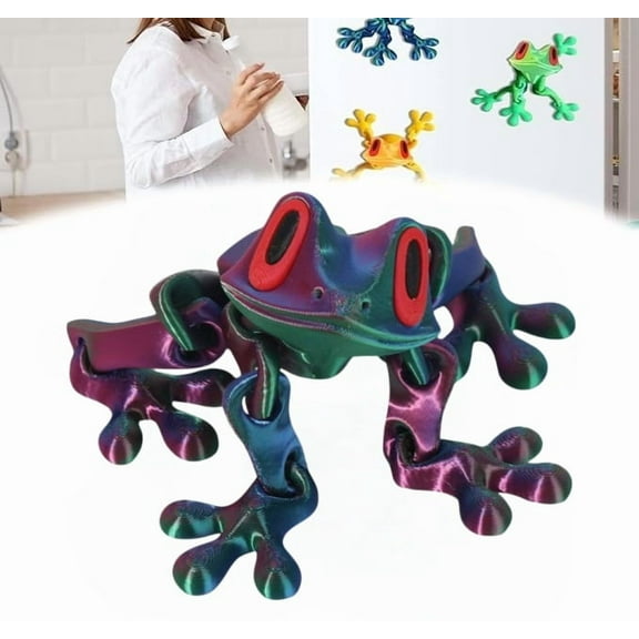 Articulated 3D Printed Frog Decorative Fridge Magnets - Funny Refrigerator Magnets for Locker Kitchen Car Desk (Vermilion,S)