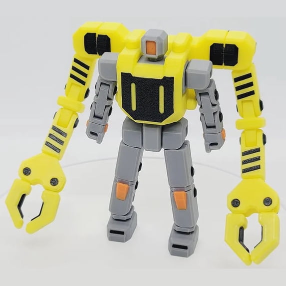 Articulated 3D Printed Robot Figure - Multi-Joint Movable with DIY Weapons,Poseable Display Model & Creative Building Toy for Collectors - yellow