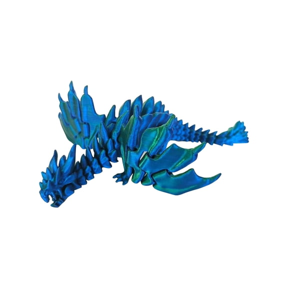 Articulated 3D Printed Skeleton Dragon Collectible Premium Flying Bone Model for Gothic Home Decor Professional Desktop Display Blue