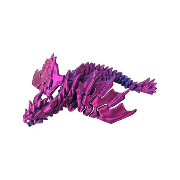 Articulated 3D Printed Skeleton Dragon Collectible Premium Flying Bone Model for Gothic Home Decor Professional Desktop Display Purple