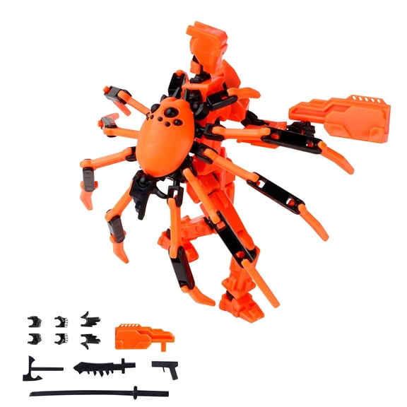Articulated Action Figure Desktop Decor Multi-Jointed 3D Printed Mannequin Poseable Stress Relief Model for Hobbyist Display Orange