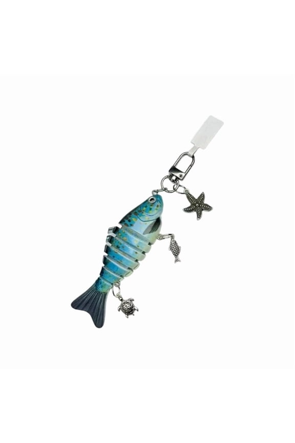 Articulated Artificial Fish Charm Keychain Gift For Fishermen Tackle Enthusiasts