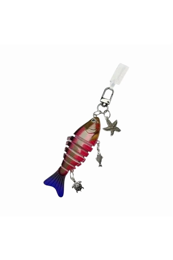 Articulated Artificial Fish Charm Keychain Gift For Fishermen Tackle Enthusiasts