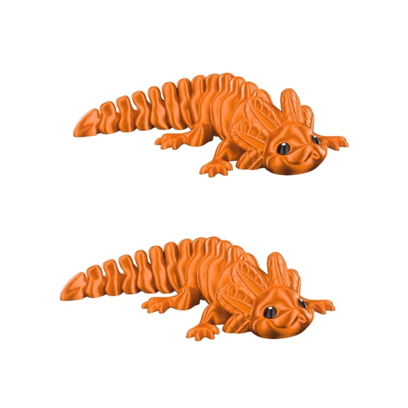 Articulated Axolotl 3D Printed Figure - Set of 2 - Flexible Collectible Toy - Handmade Gift