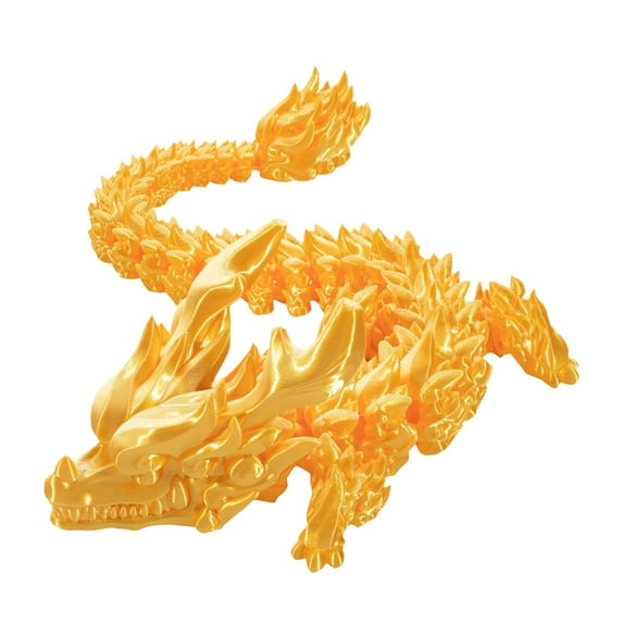 Articulated Crystal Dragon Decorative Statue Auspicious Mythical Creature 3D Printed Display Model Elegant Home Office Desktop Ornament Yellow