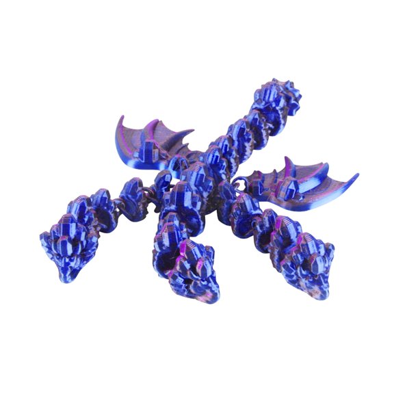 Articulated Dragon 3D Printed Rockyhydra Model Multi Jointed Flexible Mythical Creature Figure for Desktop Decoration and Sensory Display Blue