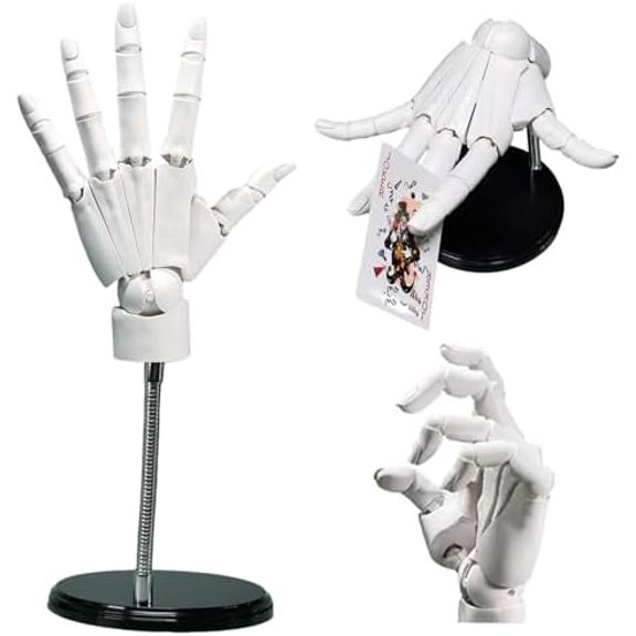 Articulated Hand 1:1 8x14 Inch Left Hand Model with Moveable Joint & Base DIY Friendly PVC Model for Drawing, Painting, Sketching, White #$$Art & Craft