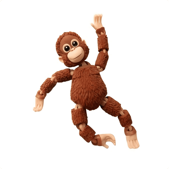 Articulated Monkey Figurine with Movable Joints Collectible Posable Animal Desk Buddy Brown & Beige Fidget Display Model for Adults & Teens