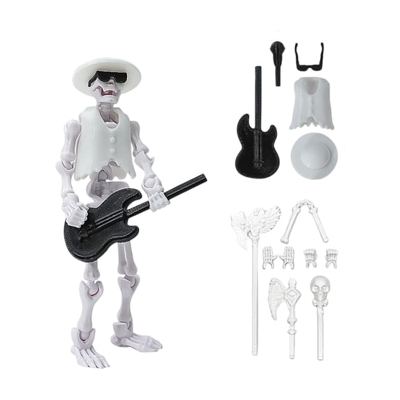 Articulated Skeleton Action Figure Modular Assembly Skull Model Moveable Joints Gothic Halloween Mechanical Figurine Desktop Collector Hobbyist Gift