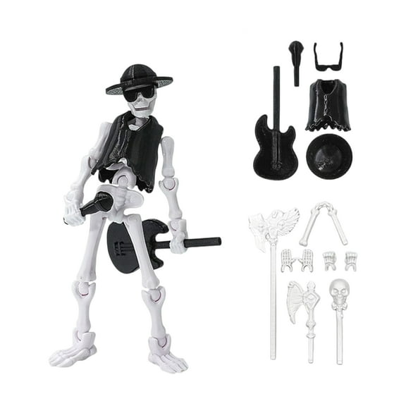 Articulated Skeleton Action Figure Modular Assembly Skull Model Moveable Joints Gothic Halloween Mechanical Figurine Desktop Collector Hobbyist Gift