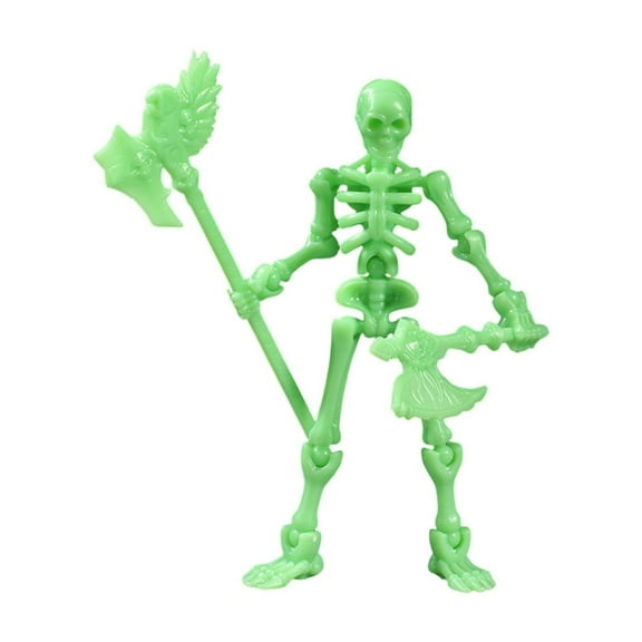 Articulated Skeleton Action Figure With A Variety Of Weapons Including An Axe, Enabling Full Poseability For Dynamic Scene Creation, Durable Construction For
