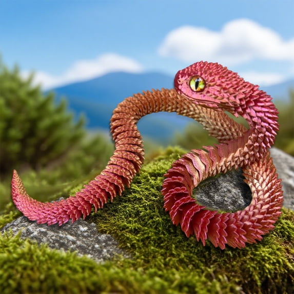 Articulated Snake Toy Realistic, Usupdd Movable Joints Plastic Snake Figurine, 17.7 Inch Flexible Decorative Snake Hand Toy for Desk Shelf, Red