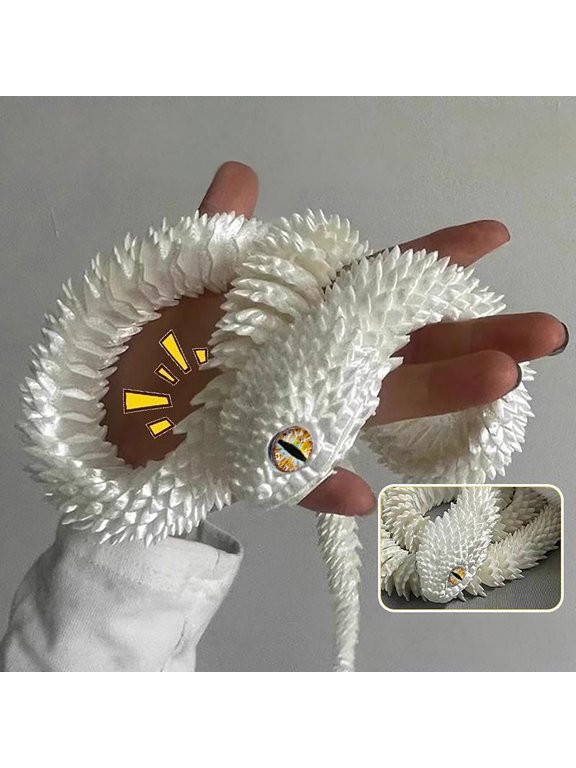 Articulated Snake Toy Realistic, Usupdd Movable Joints Plastic Snake Figurine, 17.7 Inch Flexible Decorative Snake Hand Toy for Desk Shelf, White