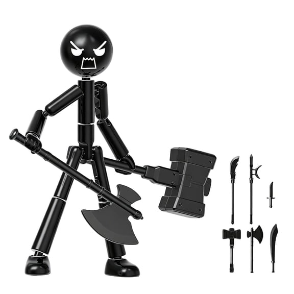Articulated Stick Figure Action Figure with Accessories Set, 7.08 Inch Poseable Desk Figure with Accessories Set, 1 Pack