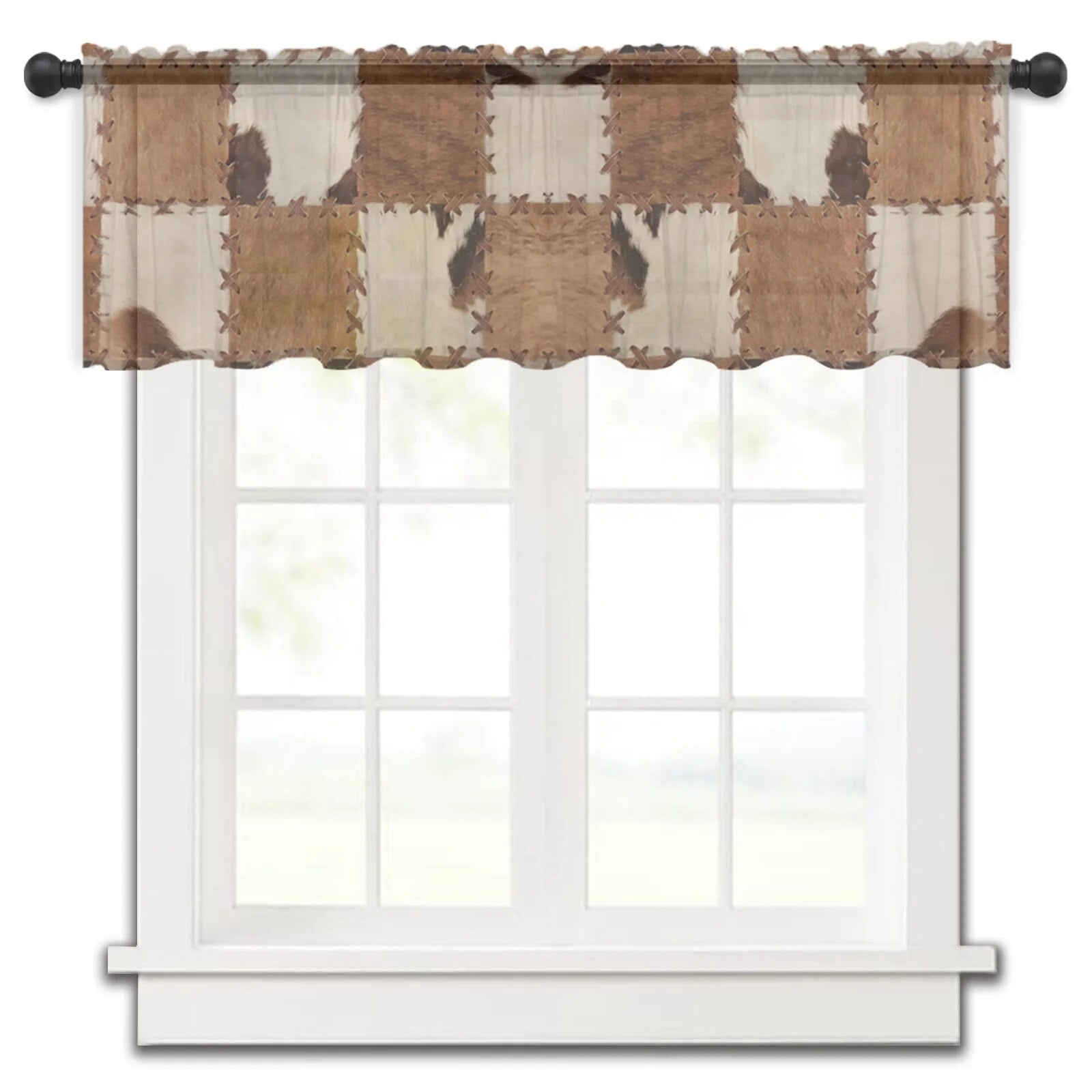 Articulated Texture Cowhide Texture Small Window Curtain Valance Sheer