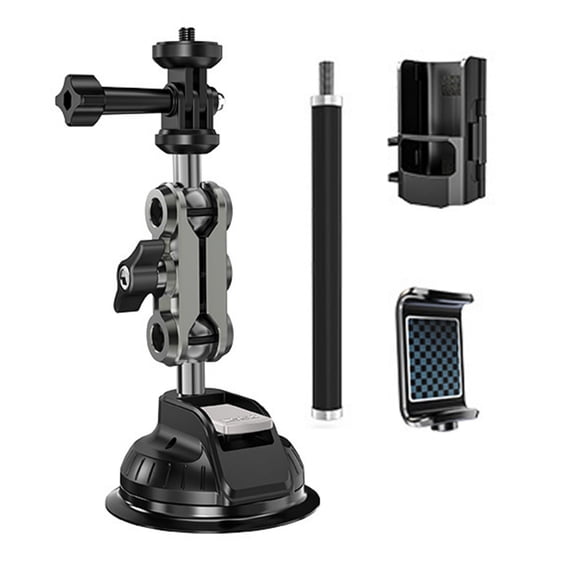 Articulated Vacuum Suction Mount for Car Window Video Use, 1/4 Screw Support for Compact Camera, Phone and Action Camera