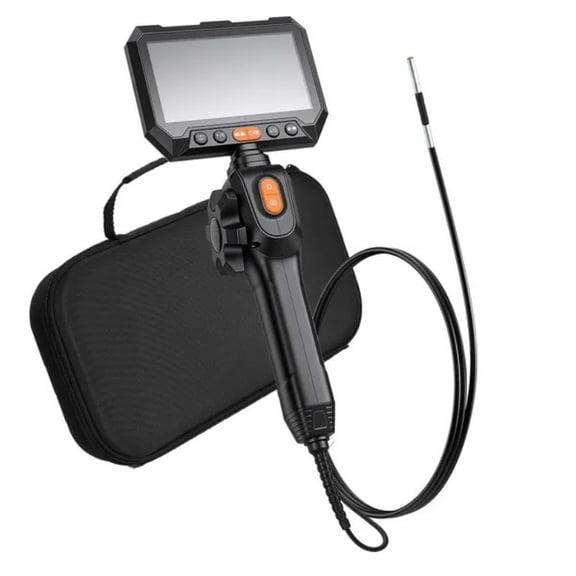 Articulating Borescope with 0.15" Ultra Slim Lens, Two-Way Articulated Endoscope with Light, 5" HD IPS Screen, 8X Zoom, 5000mAh Inspection Camera for Auto, Tight Mechanical Spaces (4.9FT Cable)