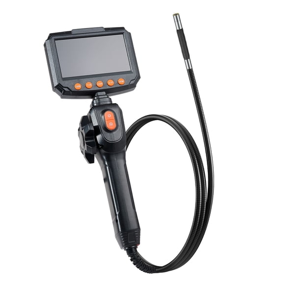 Articulating Borescope Inspection Camera 4.3 Inch IPS Screen 8X Zoom 0.24 Inch Slim Dual Way 180 Degree Endoscope for Automotive Mechanical HVAC Pipe Inspection with 4.9FT Cable IP67 Waterproof