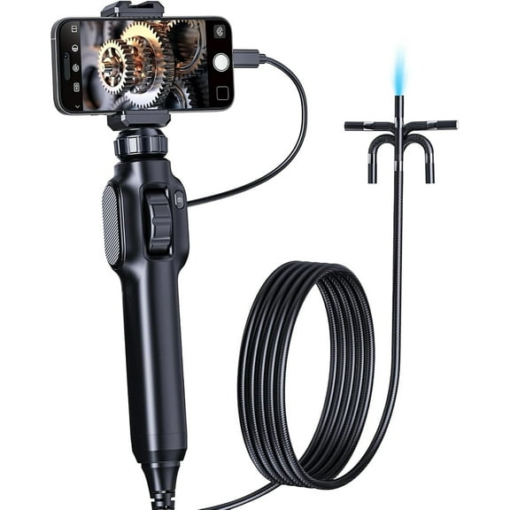 Articulating Borescope Camera with Lights,1080P Two-Way Endoscope Camera with 0.3inch Lens,Industrial Automotive Inspection Camera Compatible with Android/iOS Phone (39inch/1m)