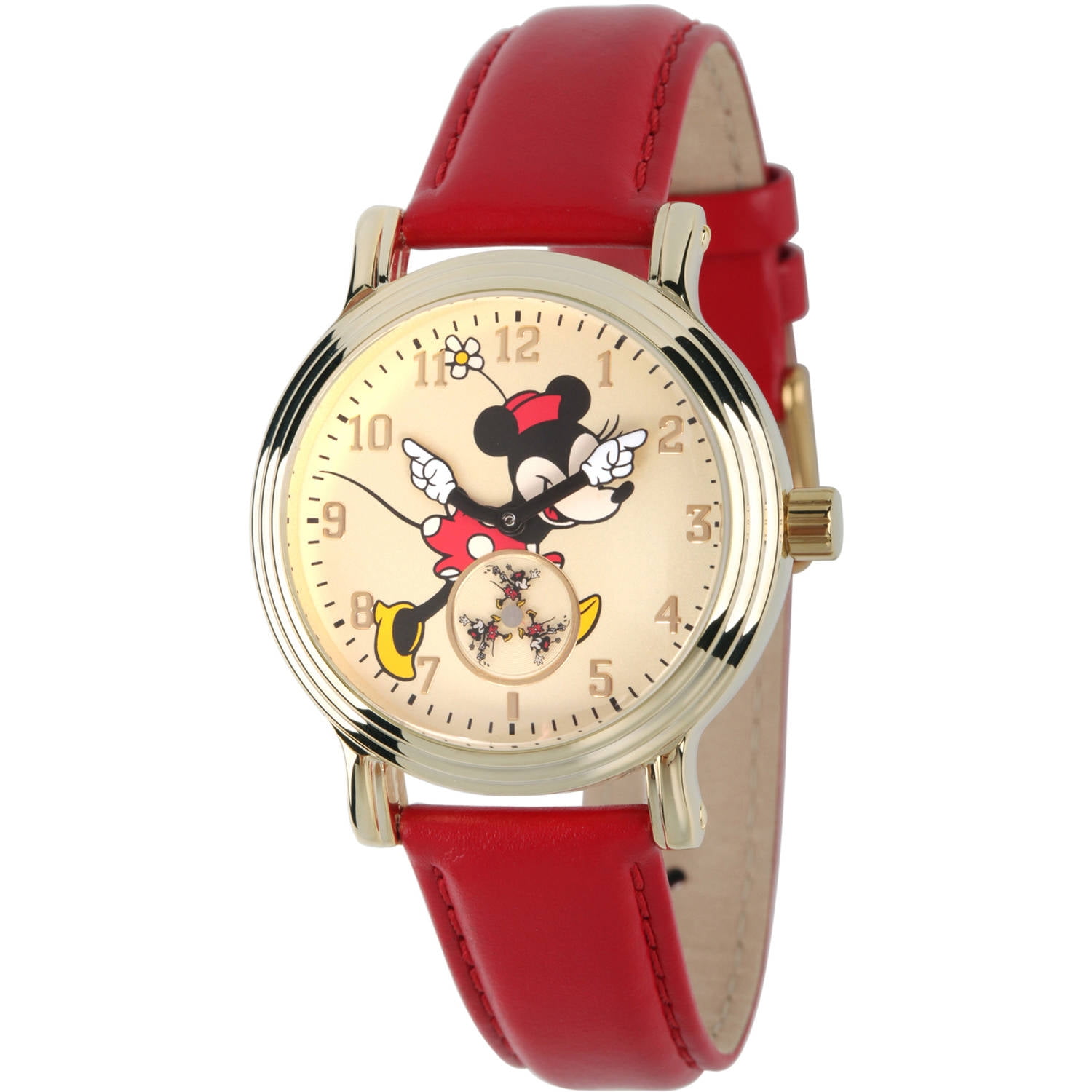 New Mickey Mouse watch disney red & gold Leather Amazon.com: Disney Mickey Mouse Moving Hands Watch for Men  main image 2