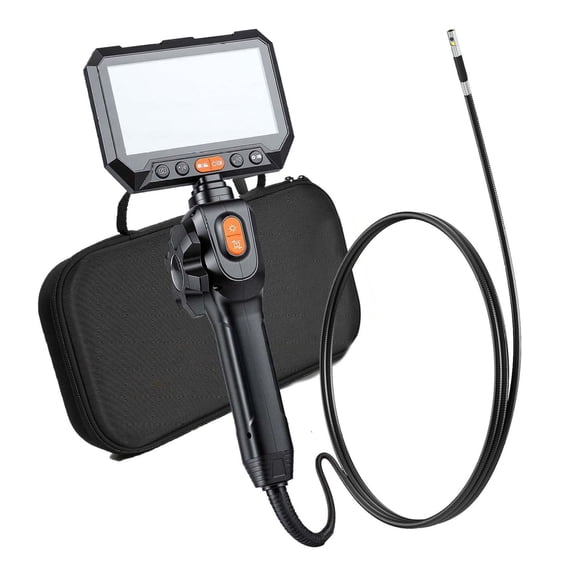 Articulating Endoscope, 1080P Dual-Lens Borescope Inspection Camera, 4.9FT Rigid Snake Camera with Light for Automotive Engine Wall Pipeline
