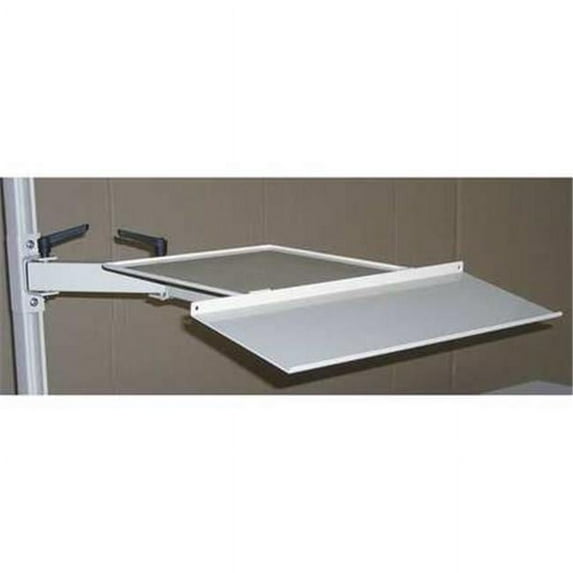 Articulating Monitor Arm with Keyboard Tray, Light Beige Frame