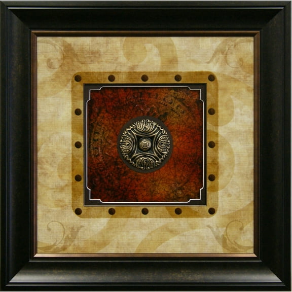 Artifact Crackled Rust or Brown Framed Art - 24"x24"