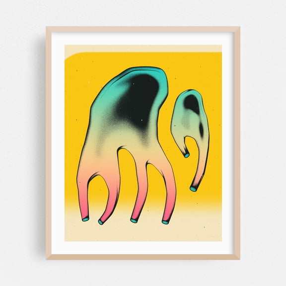 Artifacts (1) - Digital Art Surrealism Abstract Modern Art Psychedelic Pop Art Geometric Illustration Oak Framed Wall Art Print 16 x 20 inches