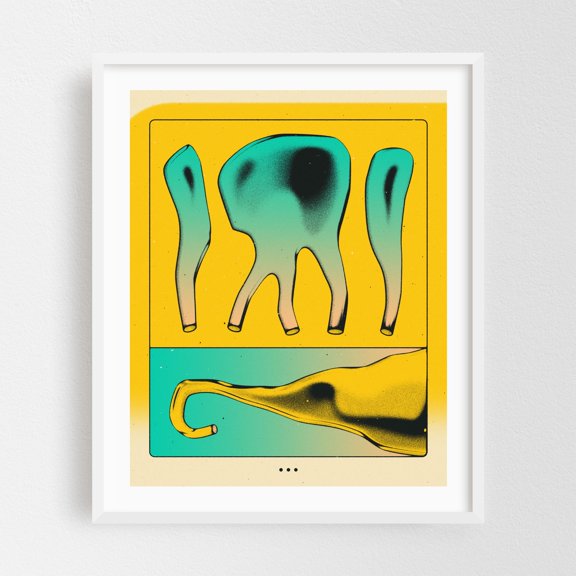 Artifacts (4) - Digital Art Abstract Modern Art Geometric Minimalist Surrealism Pop Art Psychedelic White Framed Wall Art Print 11 x 14 inches