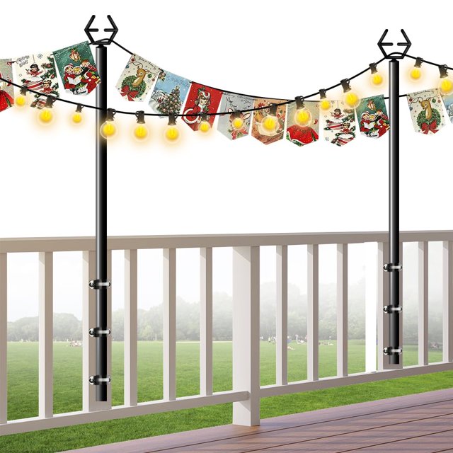 Artife 4FT String Light MMF7 Poles for Outside, Outdoor Deck Lighting