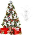 thumbnail image 1 of Artifial Flower Branch Christmas Long Flower Cuttings Decoration for Xmas Tree Wreath Glitter Floral Picks Arrangement for Wedding Party (White), 1 of 6