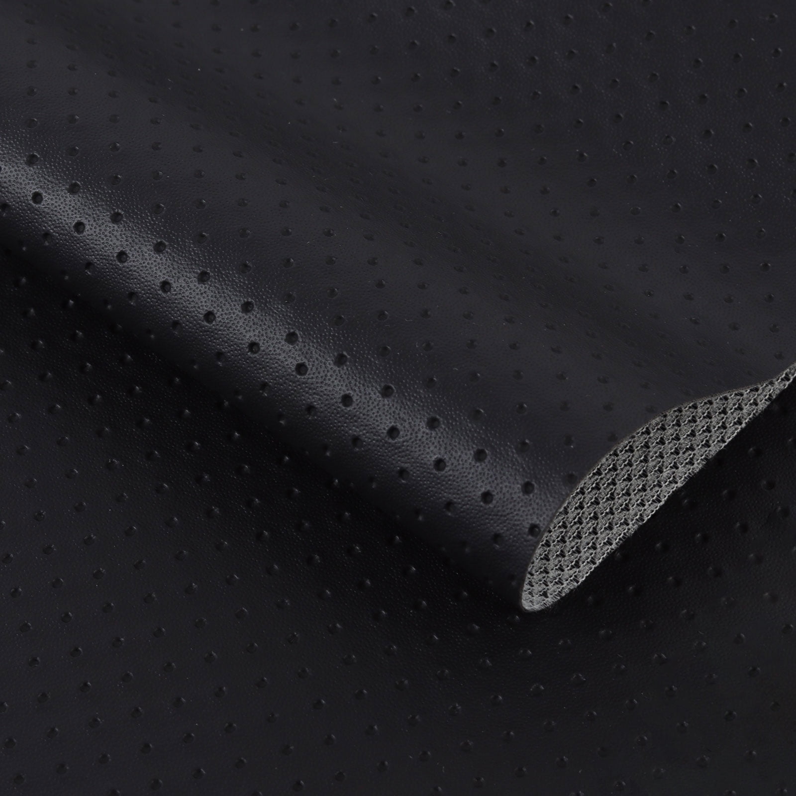 Artifical Leather Upholstery Fabrics Semi Perforated for Interior, Seats, DIY Project Black 54" x 54"