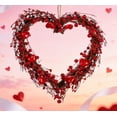 thumbnail image 1 of Artifical Valentine's Day Wreath 16.5 Inches Valentines Heart Shaped Heart Shaped Wreath for Front Door Valentines Wreath with Red Berries and Hearts Flowers for Wall Window Porch Home Wedding Party, 1 of 6