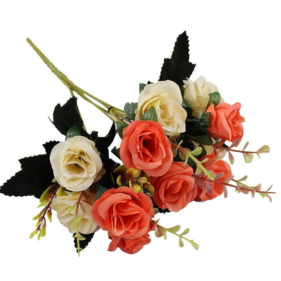 Artificial 12 Heads Small Roses Bouquet, Realistic Fake Flowers for Home Decor, Wedding Centerpiece, Party Arrangements, Modern Farmhouse Style (12 Pack), Nanoei Fake Flowers