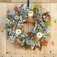 thumbnail image 1 of Artificial 13.77 inch Wreath Fall Maple Leaves Wreath,White Berry with White Pumpkin Wreath for Front Door Harvest Festival Window Wedding Autumn Outdoor Indoor Decor, 1 of 9