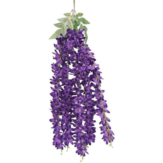 Artificial 5 stem wisteria long hanging bush Flowers.