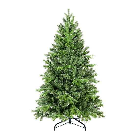 Artificial 5ft Green Christmas Tree with 756 PE/PVC Mixed Branch Tips, memory wire+iron wire, Hinged Premium & Foldable Base for Indoor Holiday Decorating