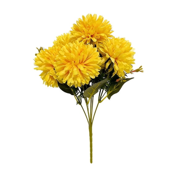 Artificial 6-Headed Chrysanthemum Bouquet - Elegant Faux Flower Arrangement for Home Decor, Weddings & Events, Low Maintenance, Realistic Look