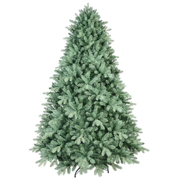 Artificial 7.5ft Blue green Tint Christmas Tree with 2908 PE/PVC Mixed Branch Tips, memory wire+iron wire, Hinged Premium & Foldable Base for Indoor Holiday Decorating