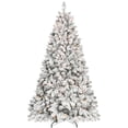 thumbnail image 1 of Artificial 8ft Flocked Christmas Tree with 1754 PVC Branch Tips, Pine cone*54pcs, 700L warm white led, Hinged Premium & Foldable Base for Indoor Holiday Decorating, 1 of 9