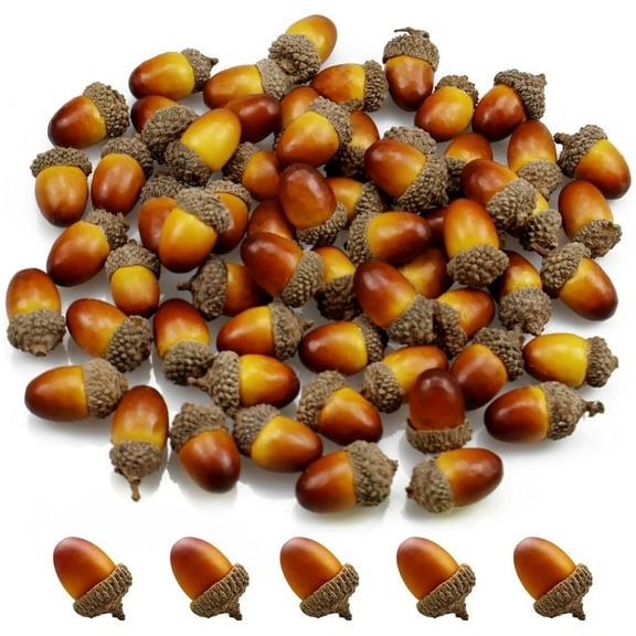 Artificial Acorns Decorative, Fall Fake Acorn with Acorn Cap Lifelike Acorn Simulation Mini Acorns Faux Nut for DIY Craft Fall Vase Filler Winter Festival Party Christmas Photography Props,50 Pcs