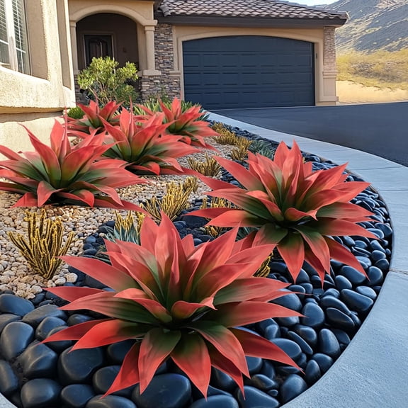 Artificial Agave Plant Set + 2 Pack 28" Faux UV Resistant Plants, Great for Indoor & Outdoor Decorating, Home, Patio, Garden & Table Display