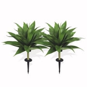 Artificial Agave Plant with Ground Stake UV Resistant Outdoor Decor,Realistic Fake Agave Stake for Patio Garden(2 Pack)