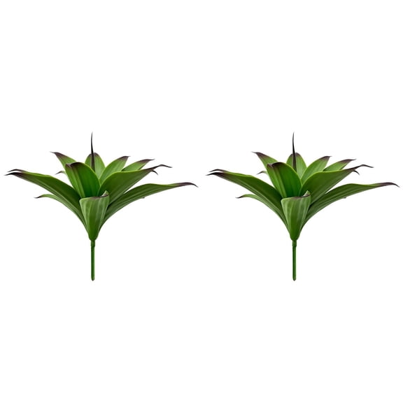 Artificial Agave Outdoor Set of 2, Realistic UV Resistant Succulents for Garden Planters Front Porch Patio, 13 Inch Desert for Yard and Home Decor, No Watering Required