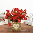 thumbnail image 1 of Artificial Anthuriumflowers Silk Anthurium for Outdoors Uv Resistant Artificial Anthurium Bush 2pcs Faux Flowers Plant for Planter Garden Home Decor Patio Vase Table Centerpieceharlik, 1 of 6